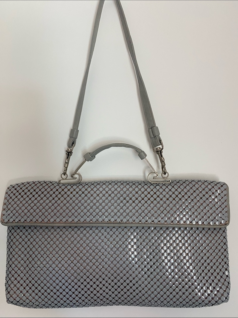 Whiting and Davis by Designer Leo Narducci Gray MetaMesh Top-Handle Shoulder Bag